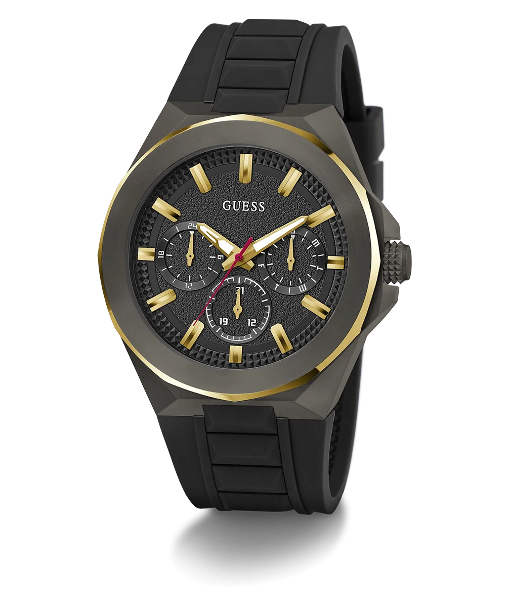 GUESS Mens Black 2-Tone Multi-function Watch