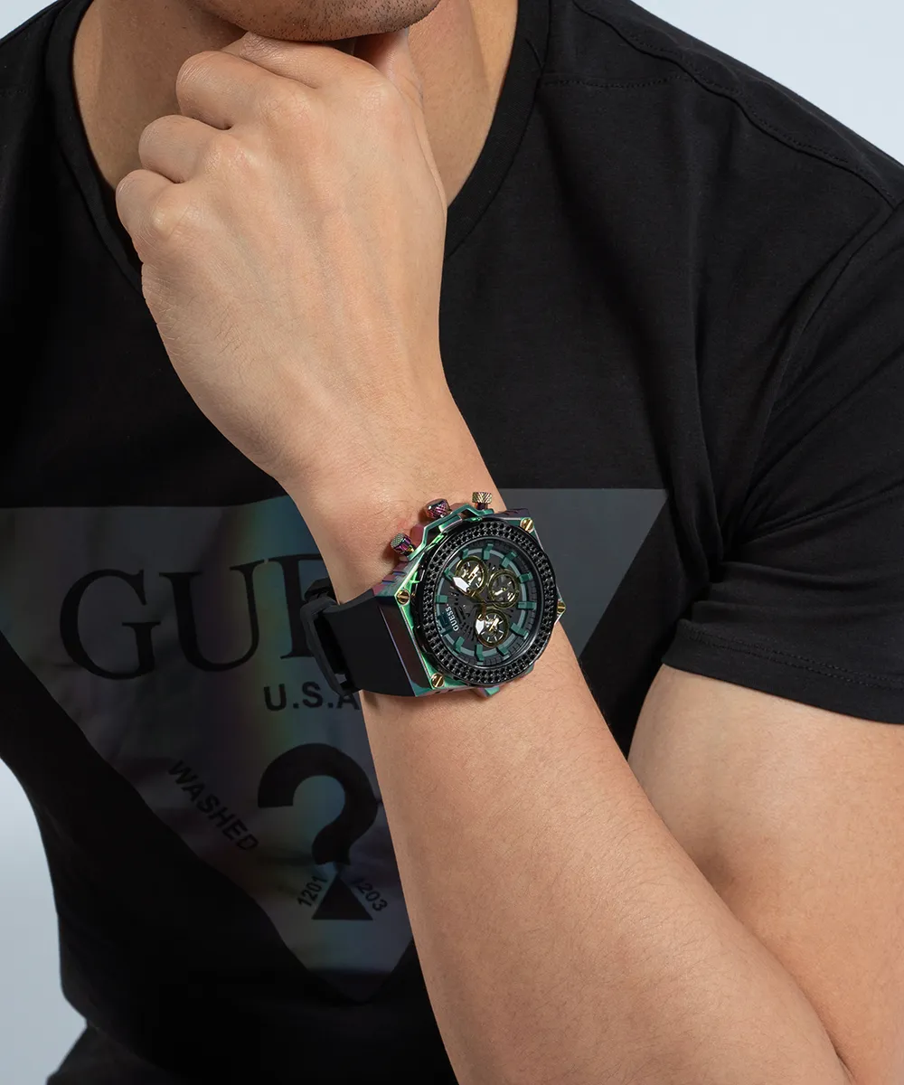 GUESS Mens Black 2-Tone Multi-function Watch