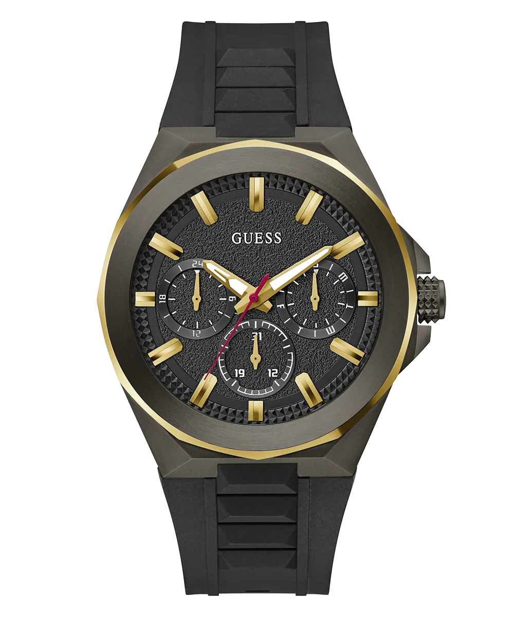 GUESS Mens Black 2-Tone Multi-function Watch