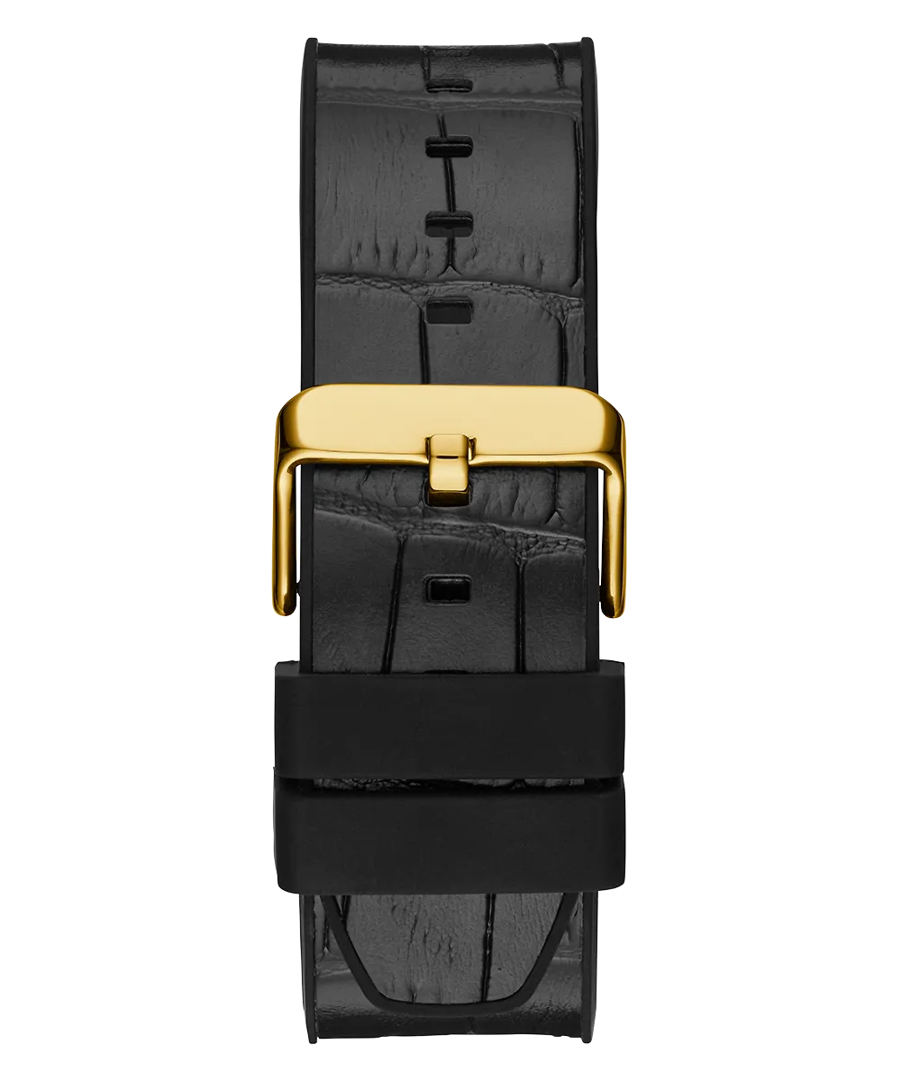 GUESS Mens Black Gold Tone Multi-function Watch