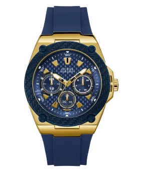 GUESS Mens Blue Gold Tone Multi-function Watch