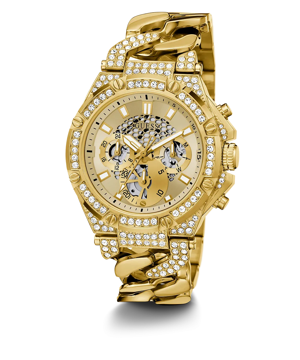 GUESS Mens Gold Tone Multi-function Watch