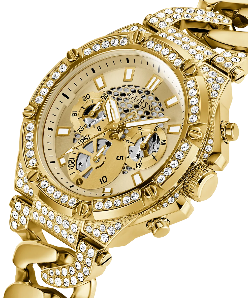 GUESS Mens Gold Tone Multi-function Watch