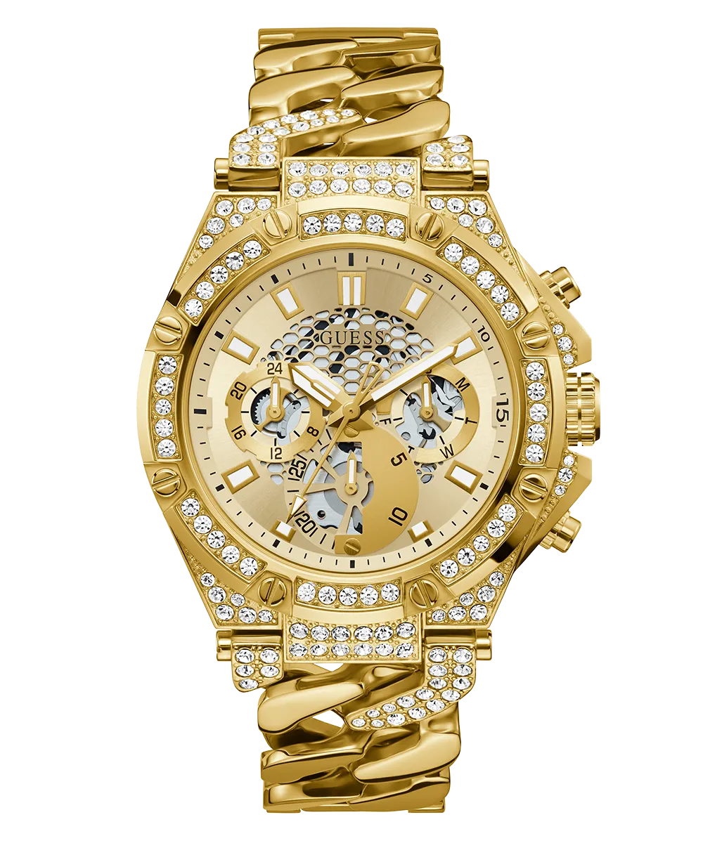 GUESS Mens Gold Tone Multi-function Watch