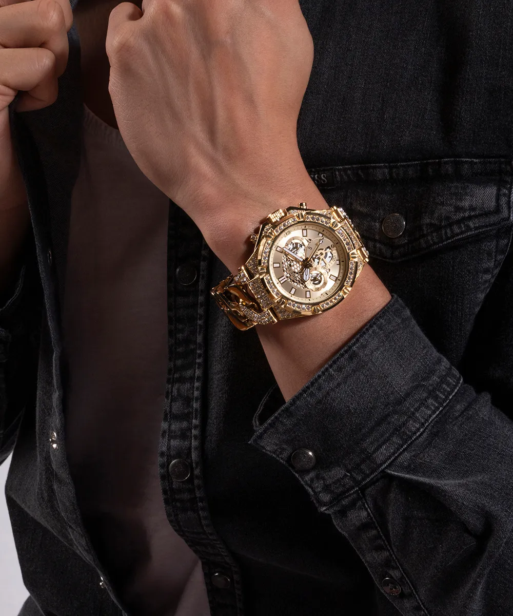 GUESS Mens Gold Tone Multi-function Watch