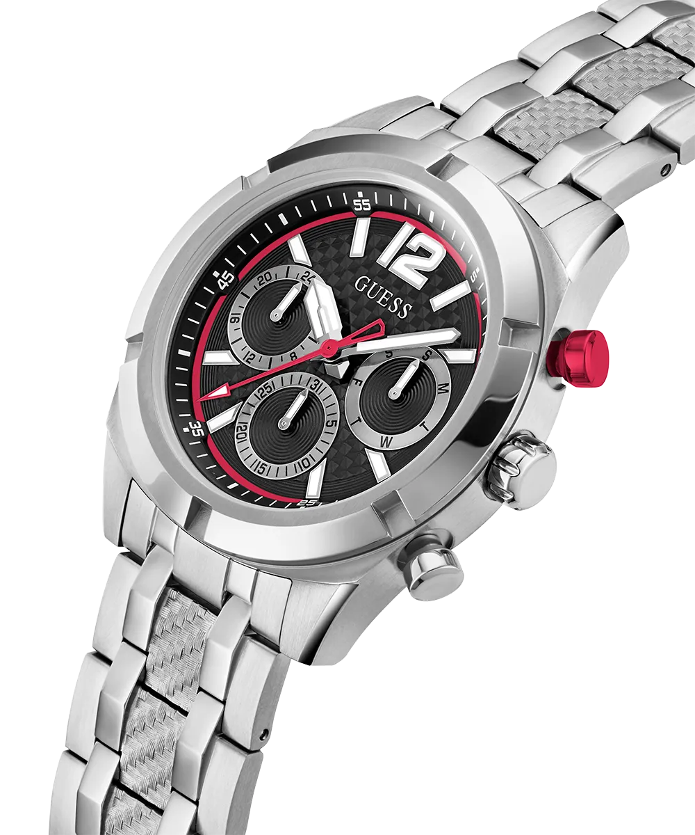 GUESS Mens Silver Tone Multi-function Watch