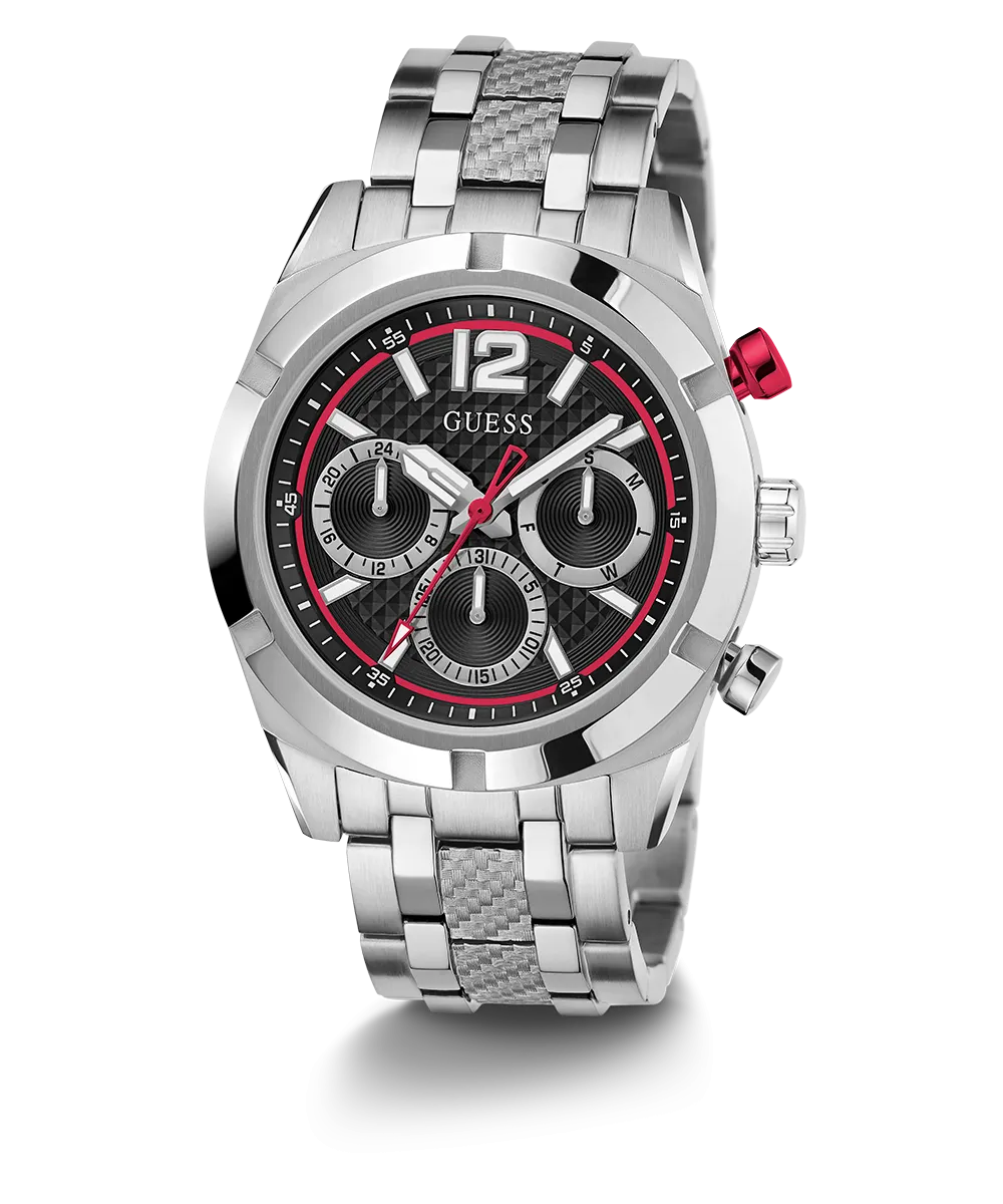 GUESS Mens Silver Tone Multi-function Watch