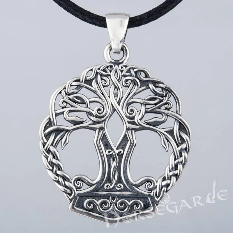 Handcrafted Yggdrasil Mjölnir Pendant - Sterling Silver