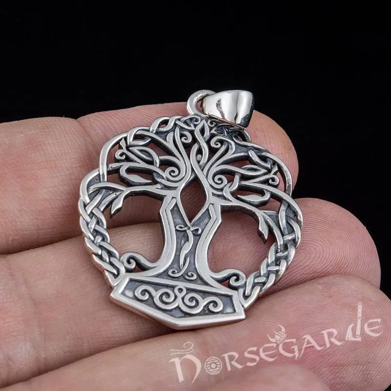 Handcrafted Yggdrasil Mjölnir Pendant - Sterling Silver