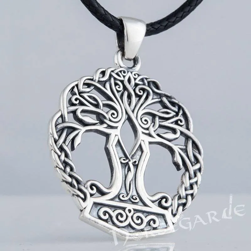 Handcrafted Yggdrasil Mjölnir Pendant - Sterling Silver