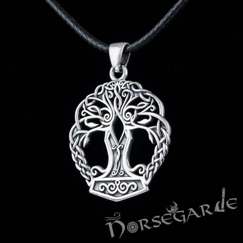 Handcrafted Yggdrasil Mjölnir Pendant - Sterling Silver