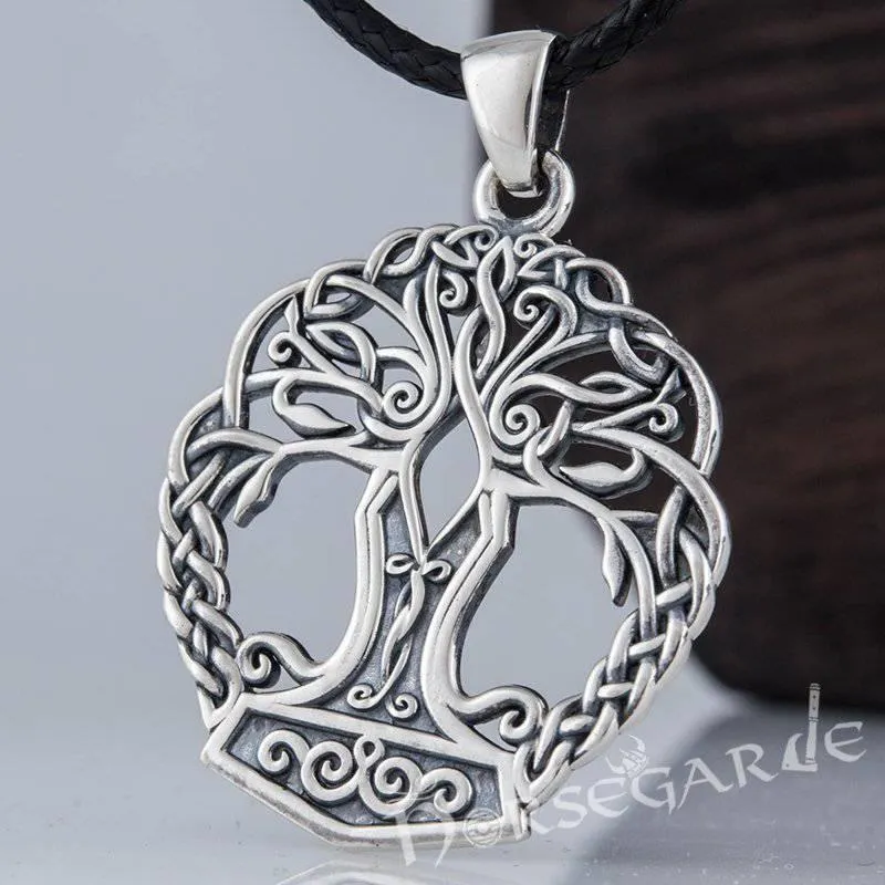 Handcrafted Yggdrasil Mjölnir Pendant - Sterling Silver