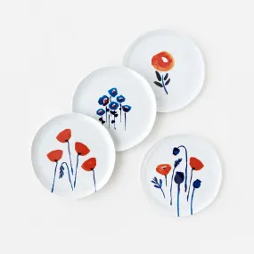 Inky Poppies "Handmade Look" 9" Melamine Plate Set