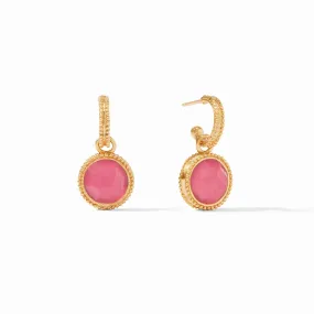 Julie Vos Fleur-de-Lis Iridescent Peony Pink Hoop and Charm Earrings