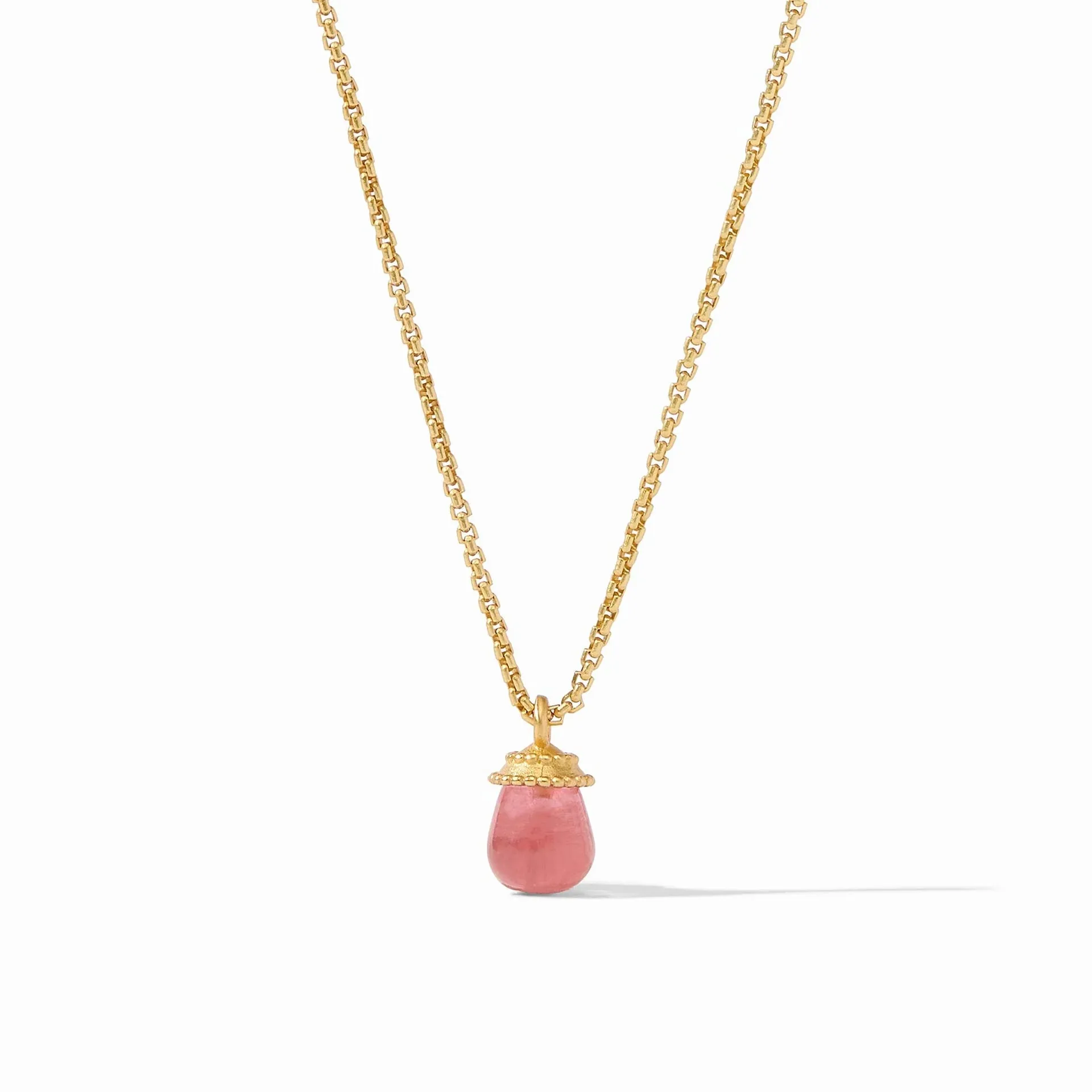 Julie Vos Noel Solitaire 24K Gold Plated Necklace with Raspberry Stone