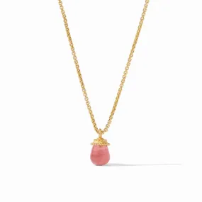 Julie Vos Noel Solitaire 24K Gold Plated Necklace with Raspberry Stone