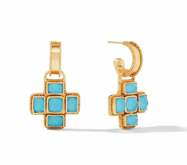 Julie Vos Statement Hoop & Charm Earring, Iridescent Pacific Blue