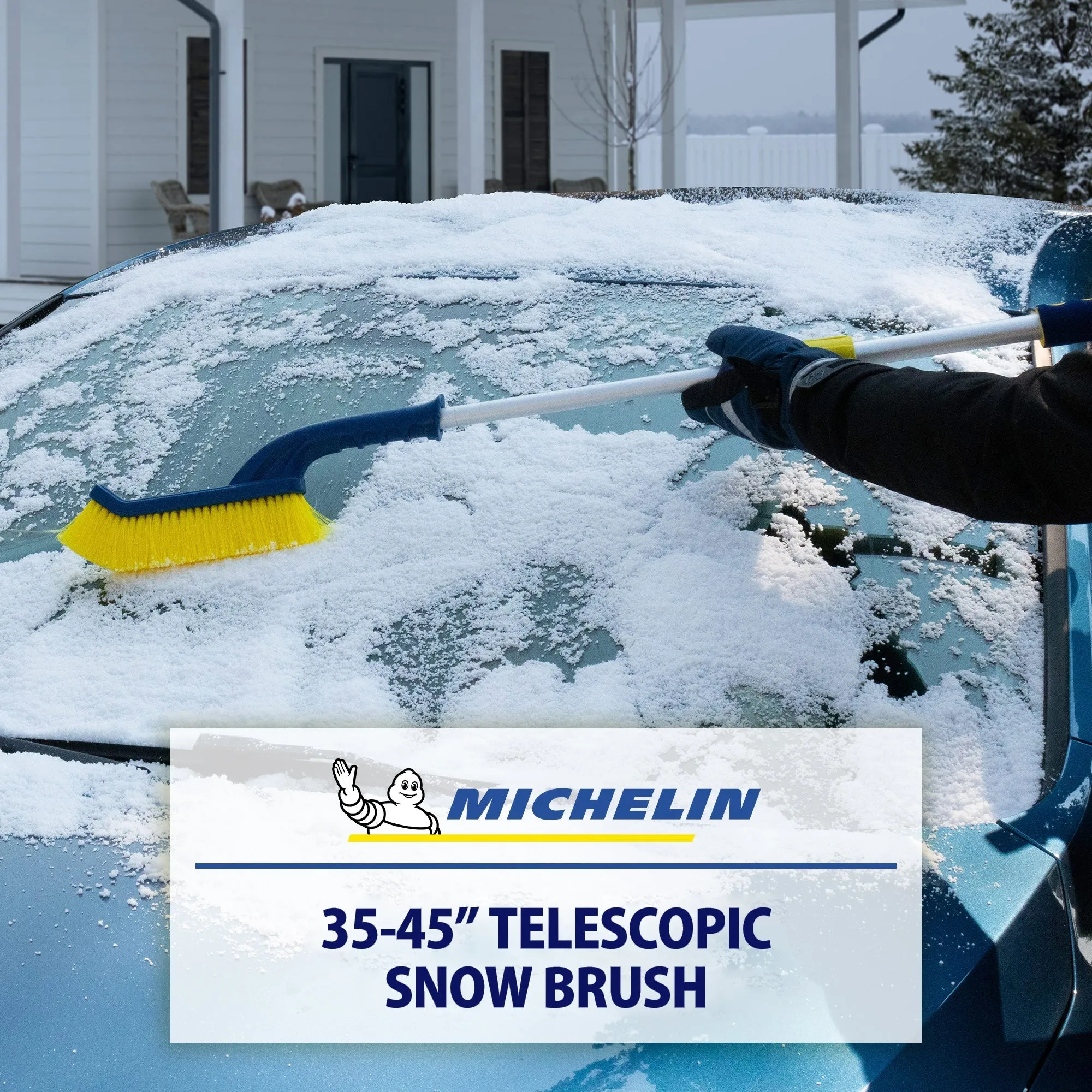 Michelin Extendable 35-45" Snow Brush for Trucks, Ice Scraper, Lightweight Ergonomic Design, Dual Handle Snow Removal Tool, Scratch Free Auto Window Snowbrush, Windshield Broom for Car, SUV