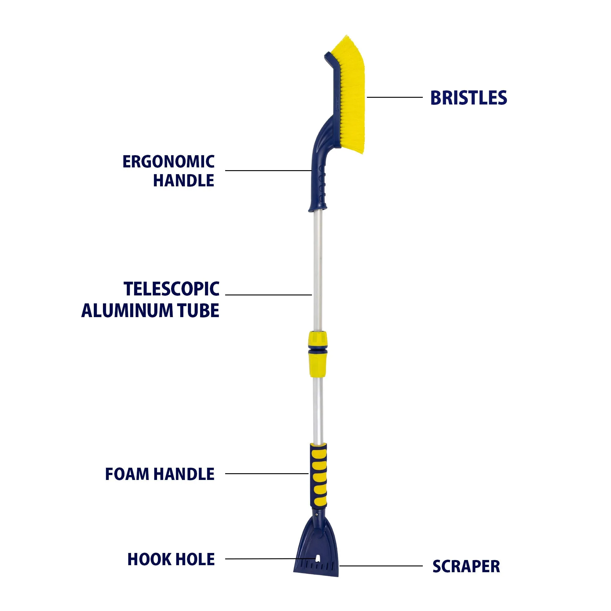 Michelin Extendable 35-45" Snow Brush for Trucks, Ice Scraper, Lightweight Ergonomic Design, Dual Handle Snow Removal Tool, Scratch Free Auto Window Snowbrush, Windshield Broom for Car, SUV