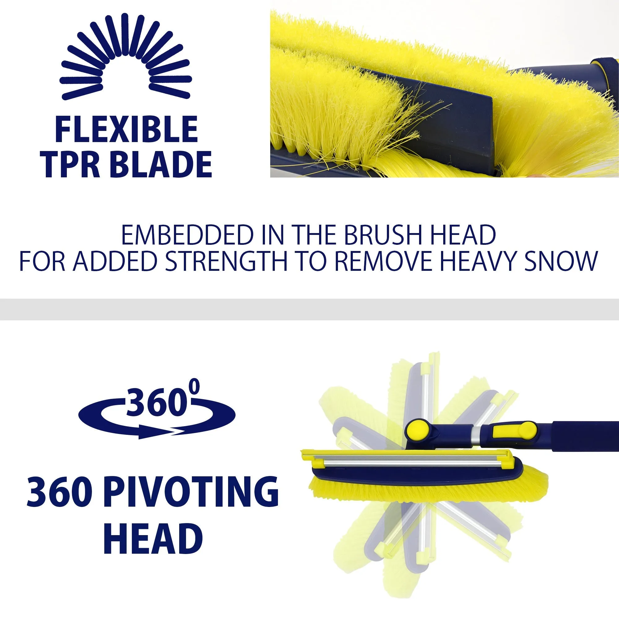 Michelin Ultra Duty Extendable 43-63" Snow Brush for Trucks XL Swivel Head, Squeegee, Ice Scraper, Ergonomic, Scratch Free Auto Window Snowbrush, Windshield Broom for Car, SUV