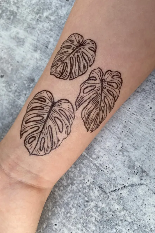 monstera leaves temporary tattoo