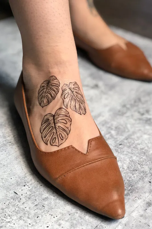 monstera leaves temporary tattoo