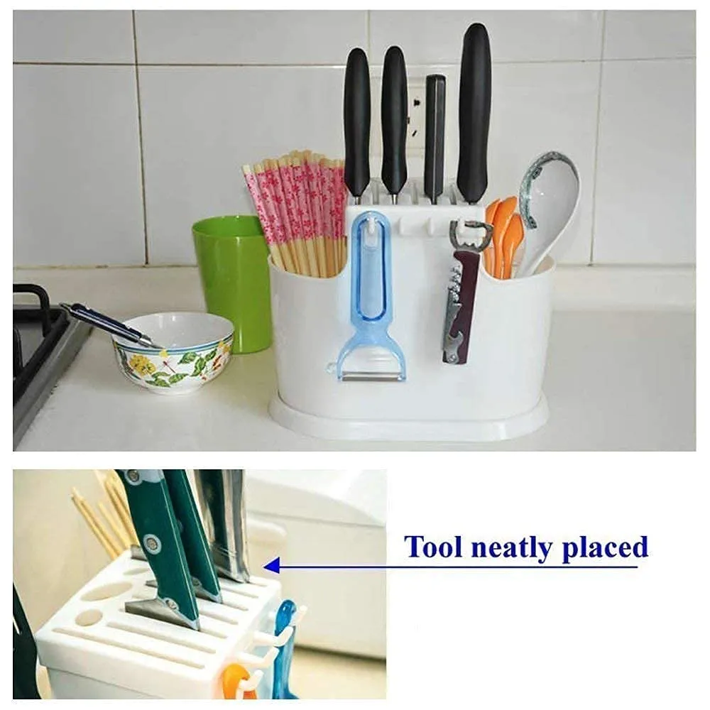 Plastic Multifunctional Kitchen Cutlery Strainer Storage Holder Stand