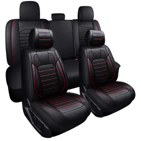 PU Leather Car Seat Cover Full Set Fit For 2008-2022 Toyota Tundra Truck Crew Cab Crewmax Double Extended Cab