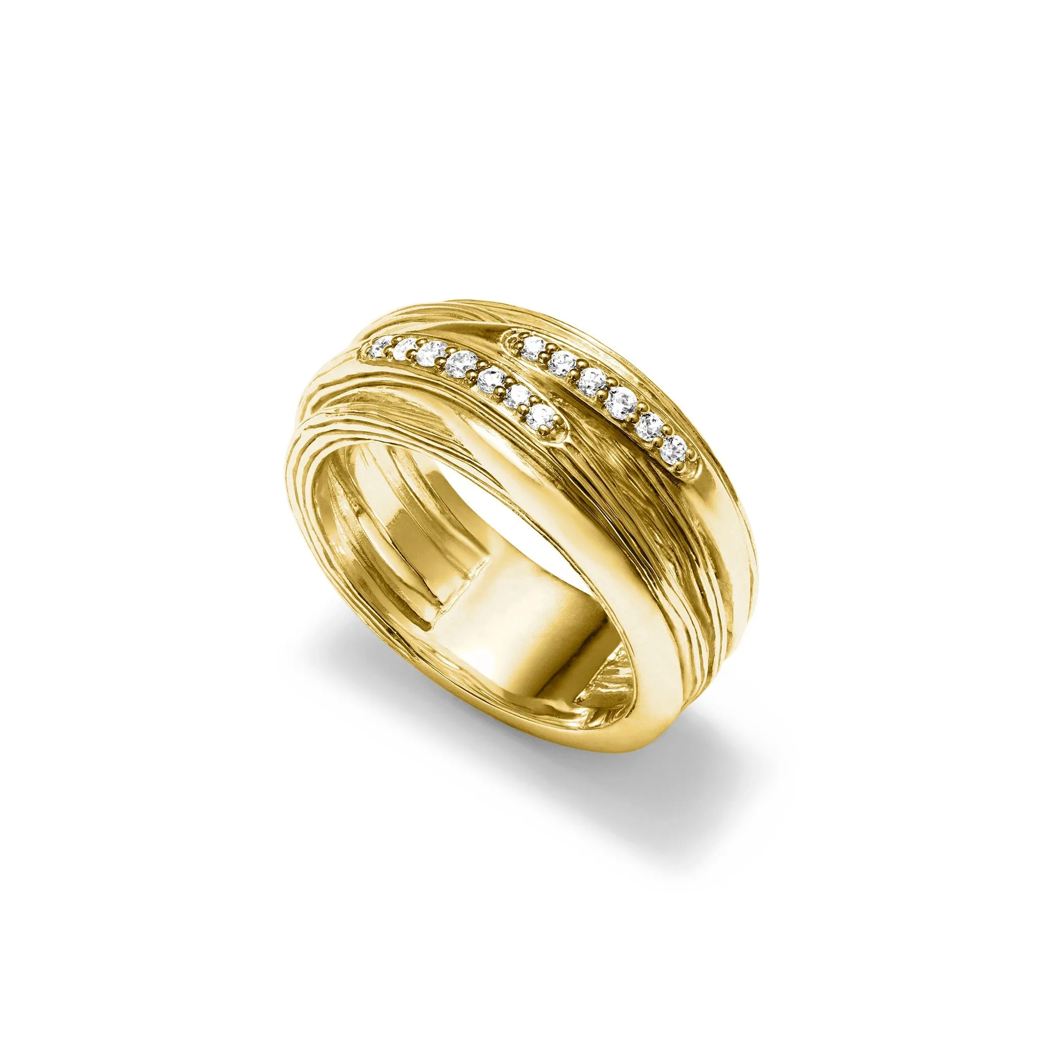 Santorini Band Ring with Diamonds in 18K