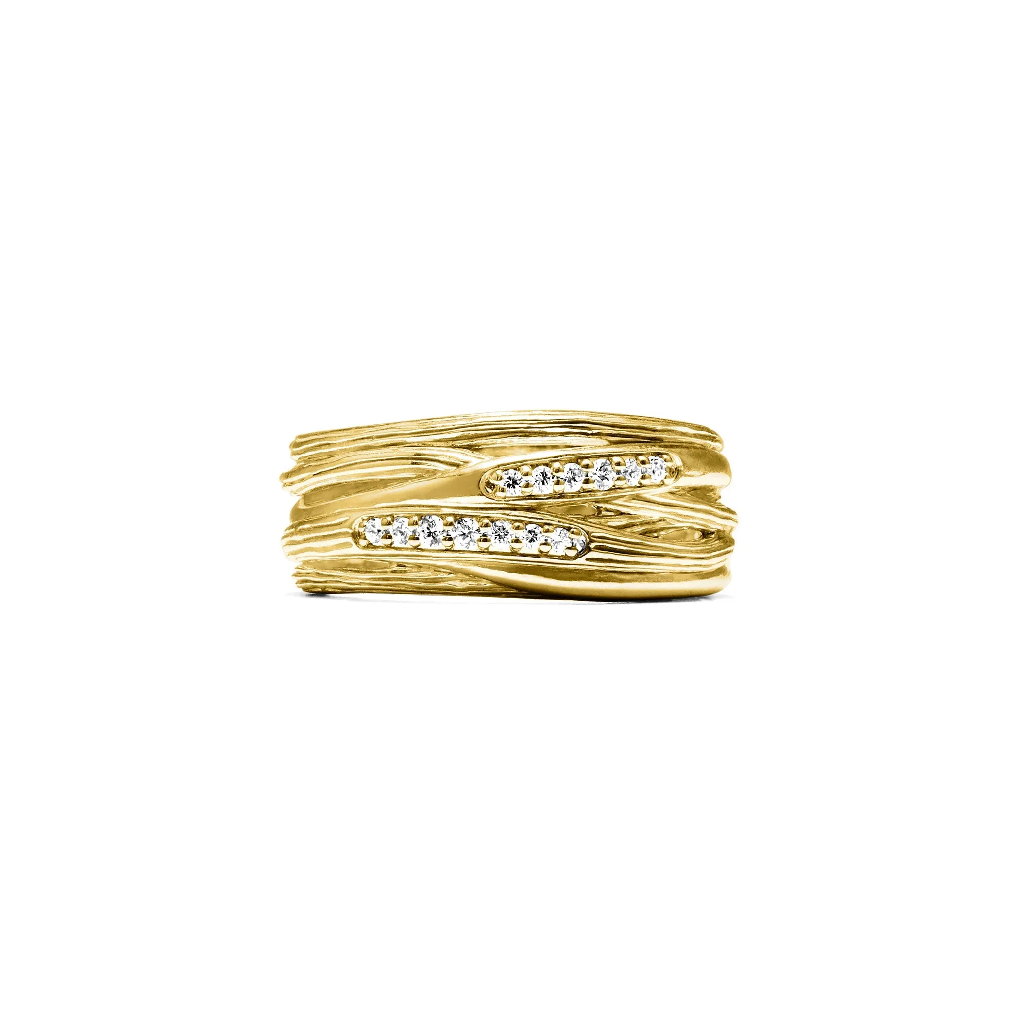 Santorini Band Ring with Diamonds in 18K