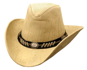 Stampy Leather Hat In Beige