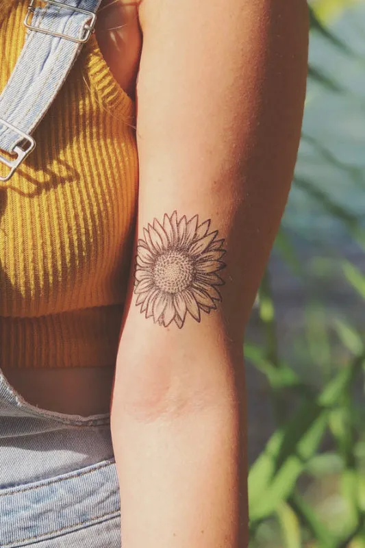 sunflower temporary tattoo