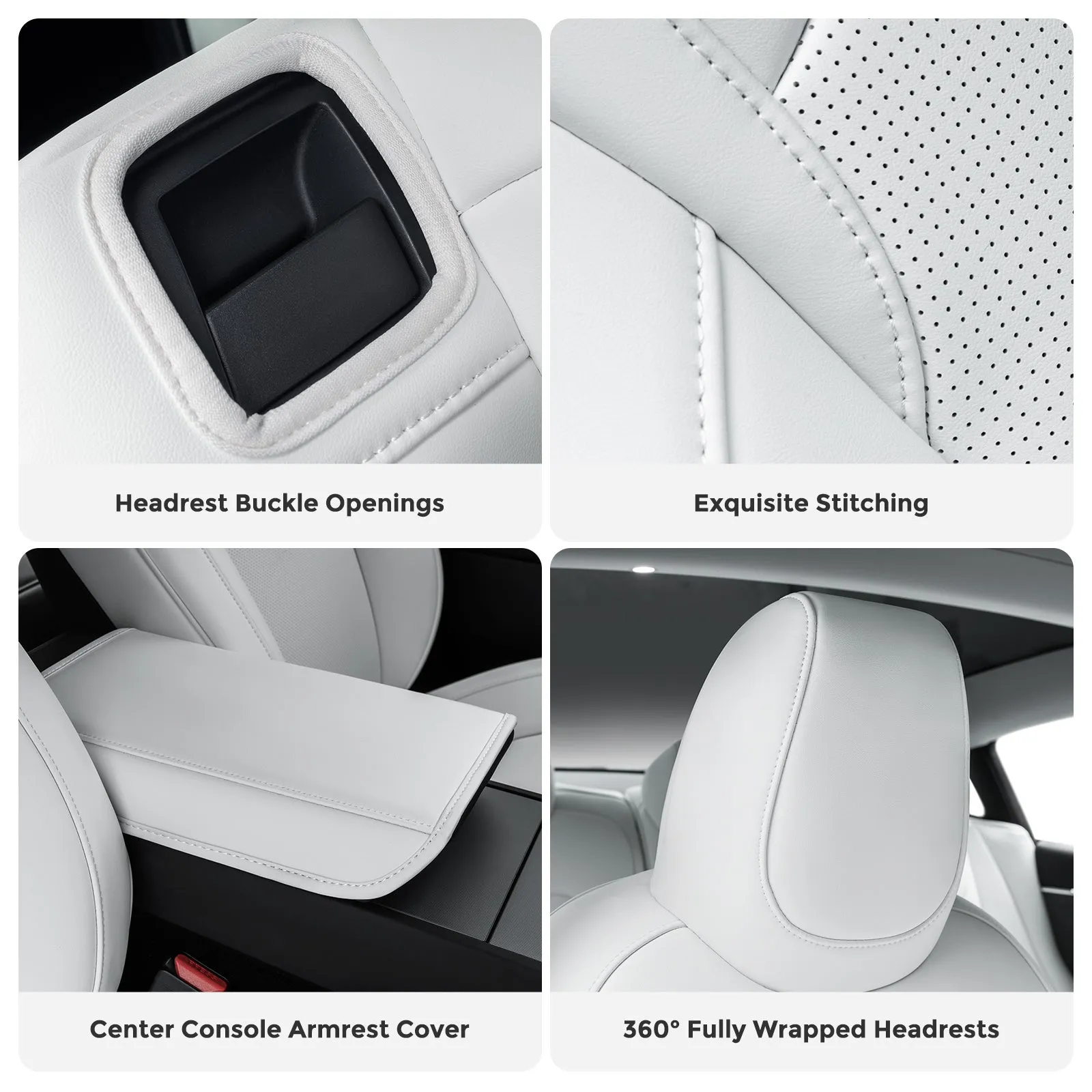 TAPTES® White Seat Covers for 2024 Tesla Model 3 Highland , Seat Protectors Full Set for Tesla Model 3 Highland