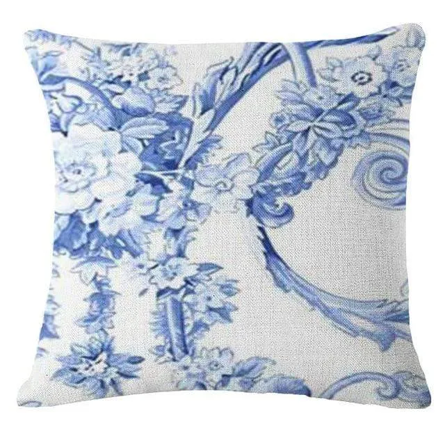 Vintage Blue Flowers Pillow Case