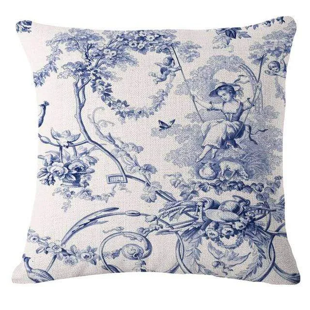 Vintage Blue Flowers Pillow Case