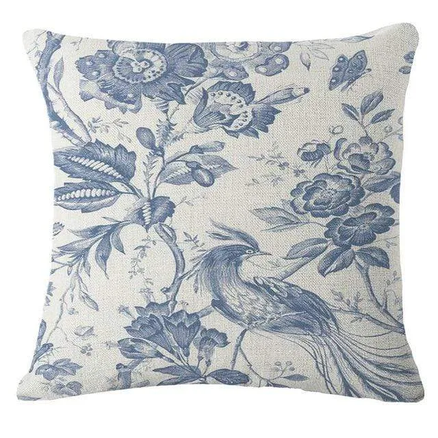 Vintage Blue Flowers Pillow Case