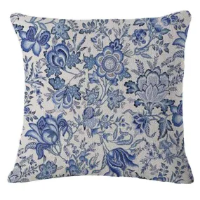 Vintage Blue Flowers Pillow Case