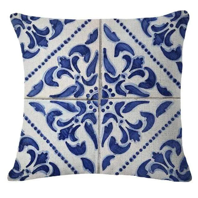 Vintage Blue Flowers Pillow Case