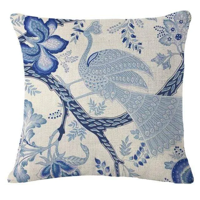 Vintage Blue Flowers Pillow Case