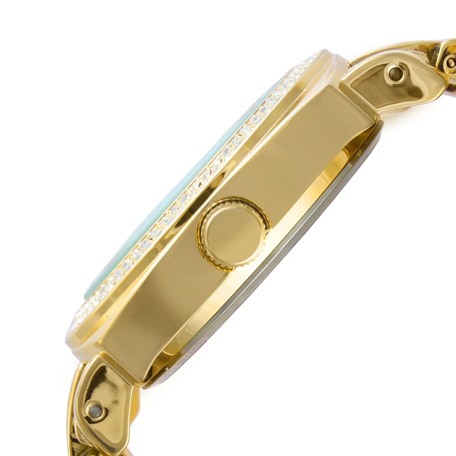 Women's 40mm Gold Boyfriend Bracelet Watch with Crystal Bezel