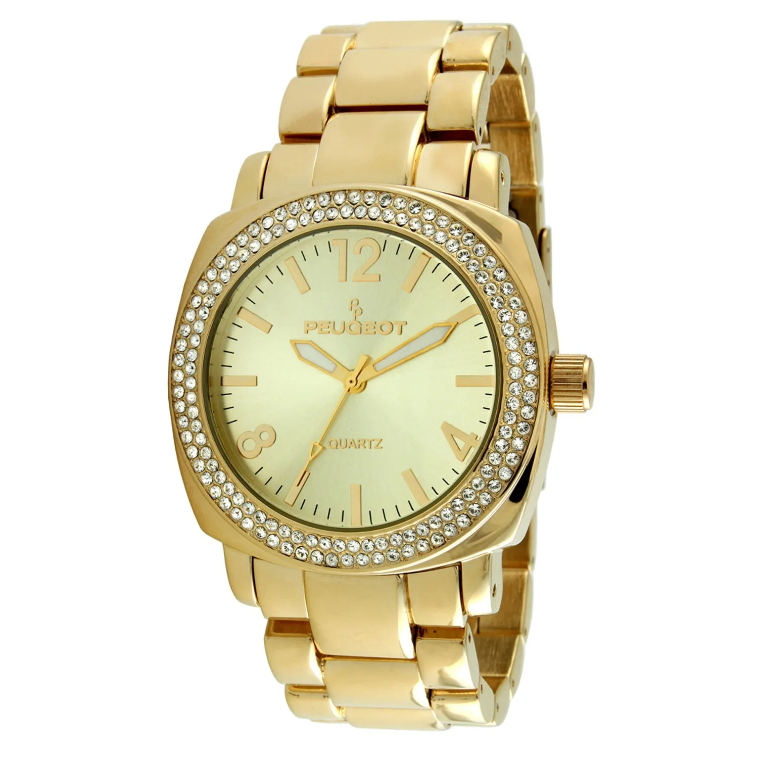 Women's 40mm Gold Boyfriend Bracelet Watch with Crystal Bezel