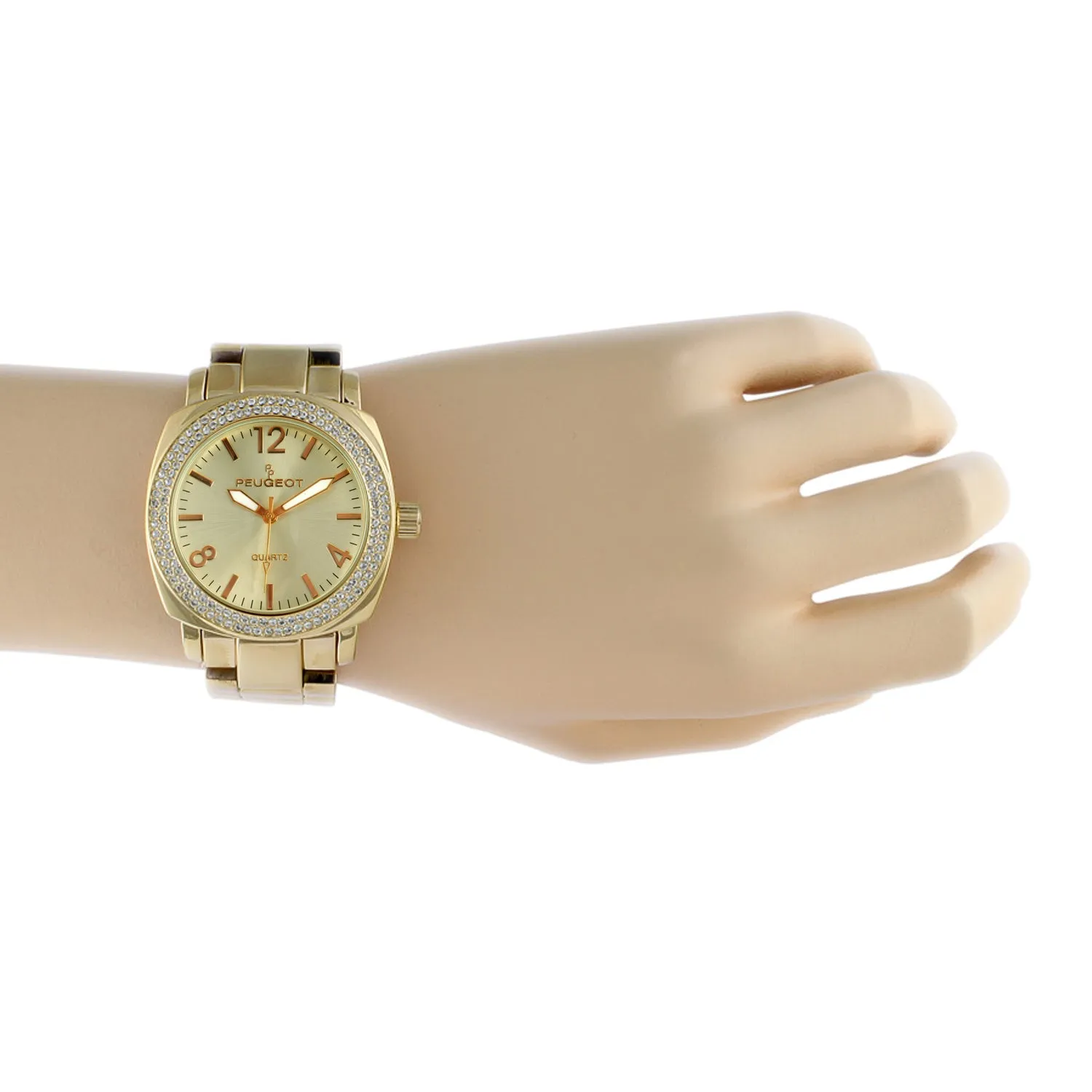 Women's 40mm Gold Boyfriend Bracelet Watch with Crystal Bezel