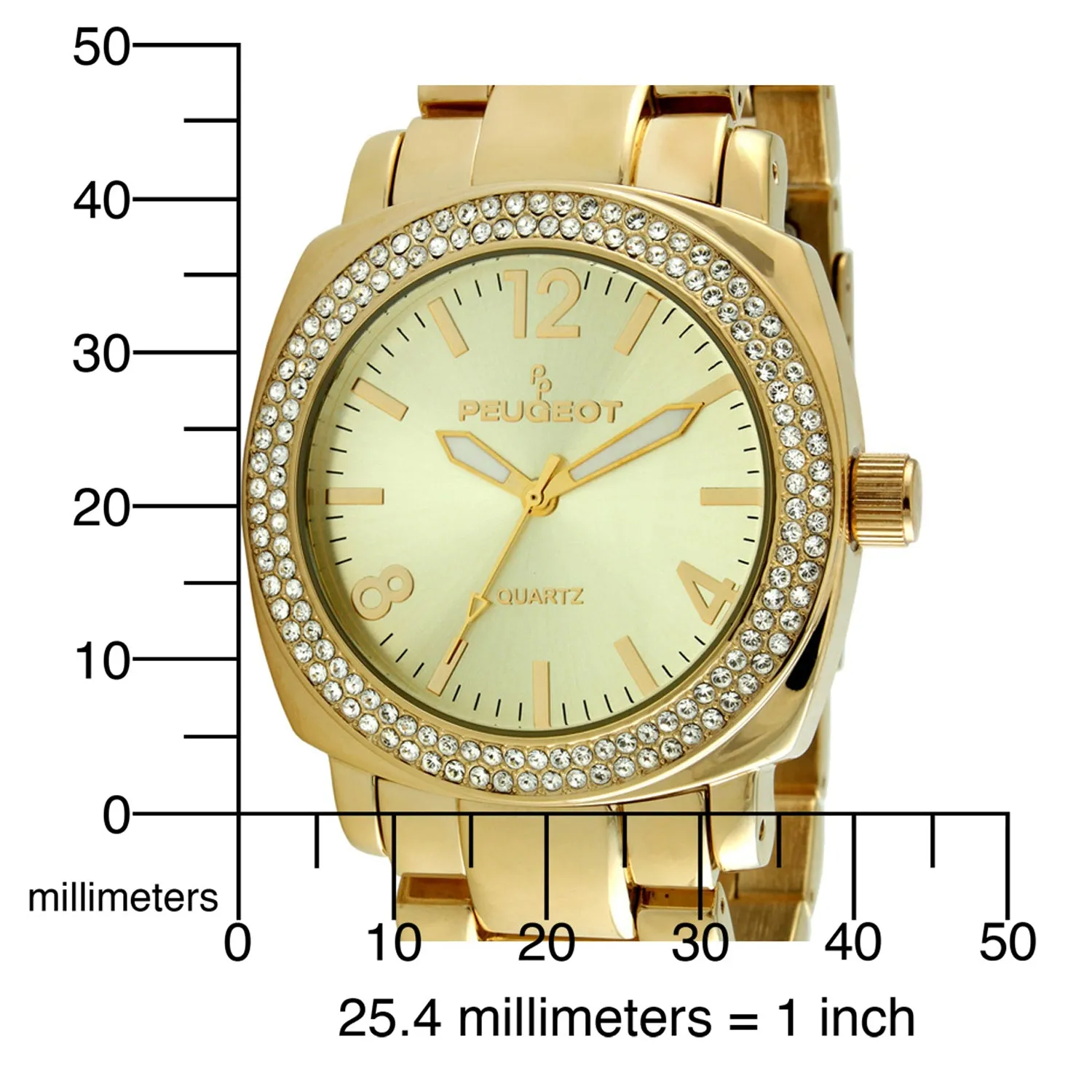 Women's 40mm Gold Boyfriend Bracelet Watch with Crystal Bezel