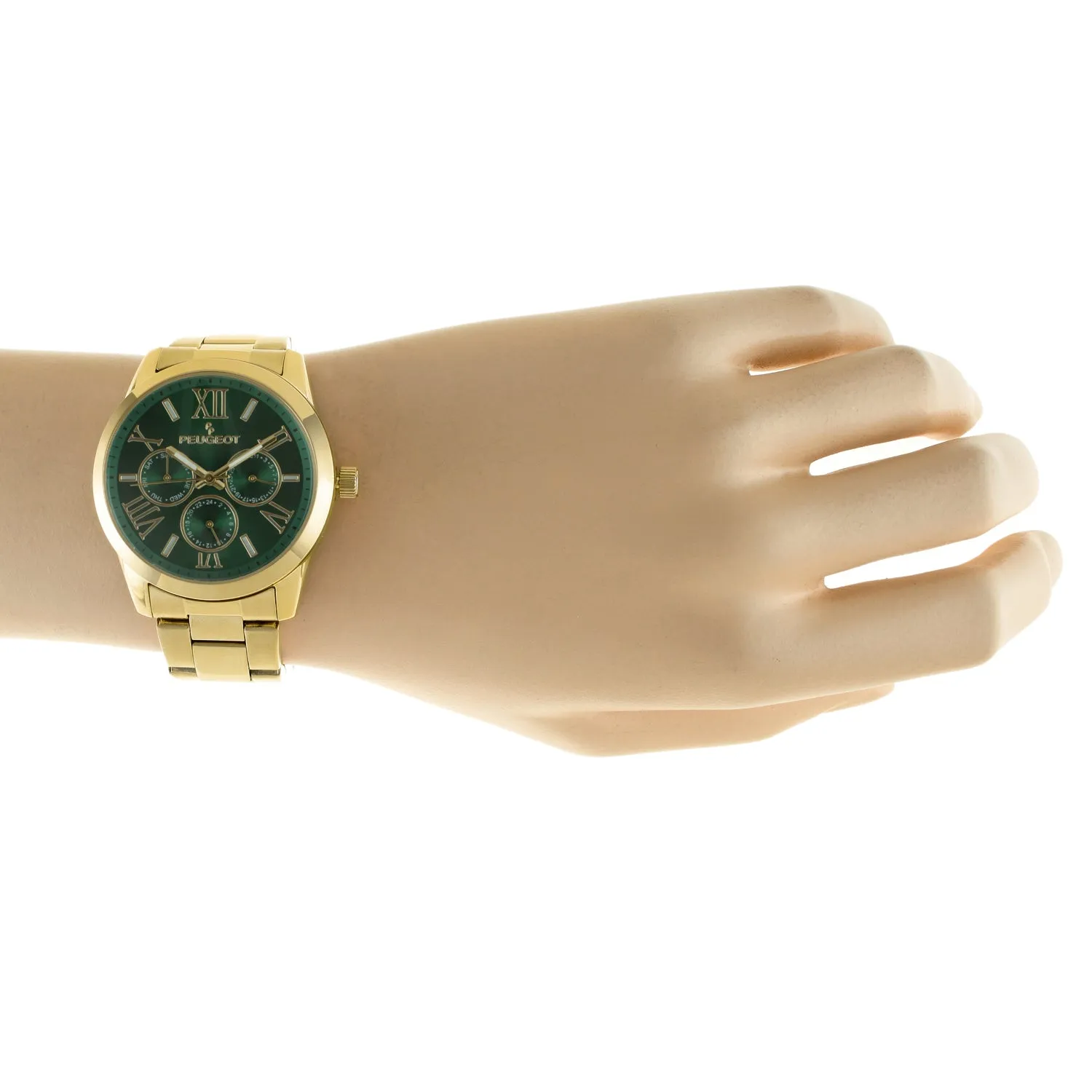 Women’s Multi-Function Gold Plated Watch with Green Dial